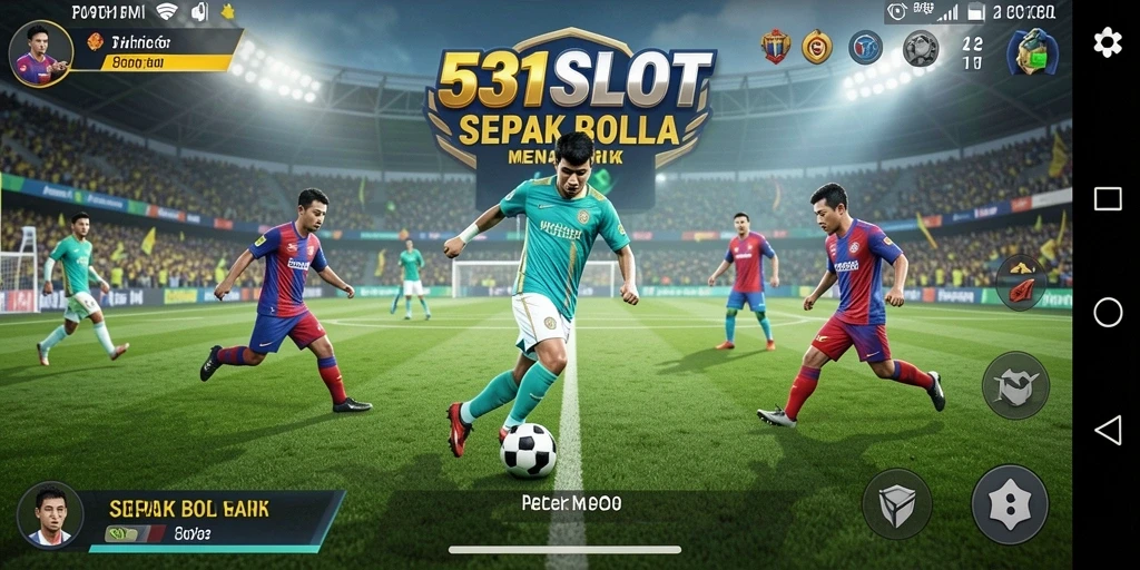 Tampilan gameplay 531SLOT saat pertandingan sepak bola yang seru.