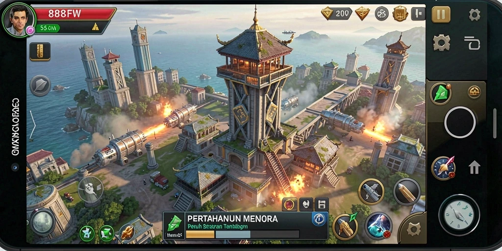 Screenshot gameplay Tower Defense yang menegangkan di 888FW.