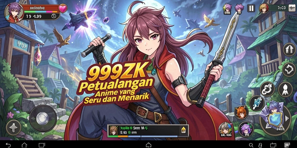Tampilan gameplay 999ZK dengan karakter anime yang menarik.