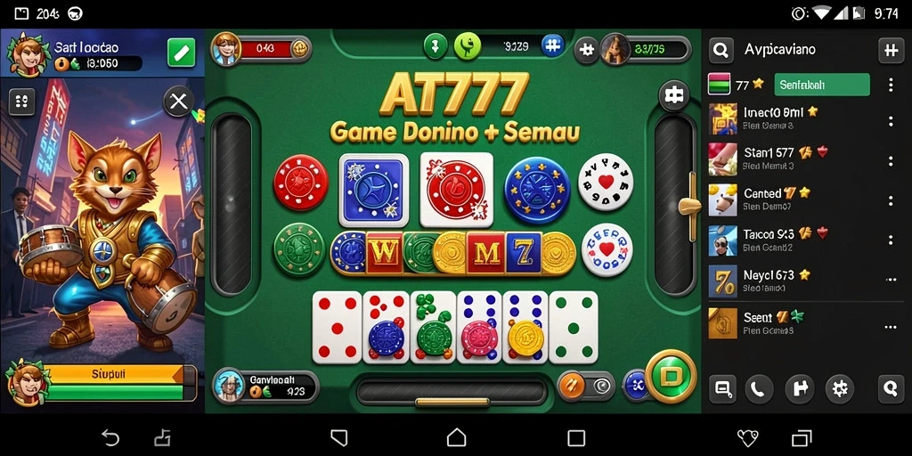 Screenshot gameplay AT777 menampilkan aksi seru permainan Domino.