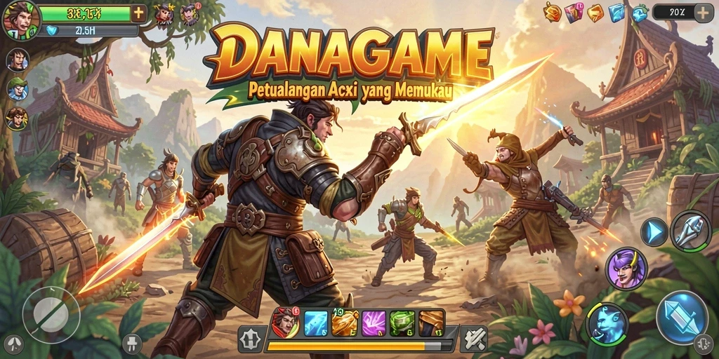 Gameplay menegangkan dalam DANAGAME dengan aksi cepat.