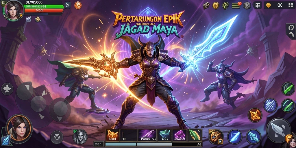 Tangkapan layar dari DEWI5000 menampilkan aksi pertarungan yang intens.