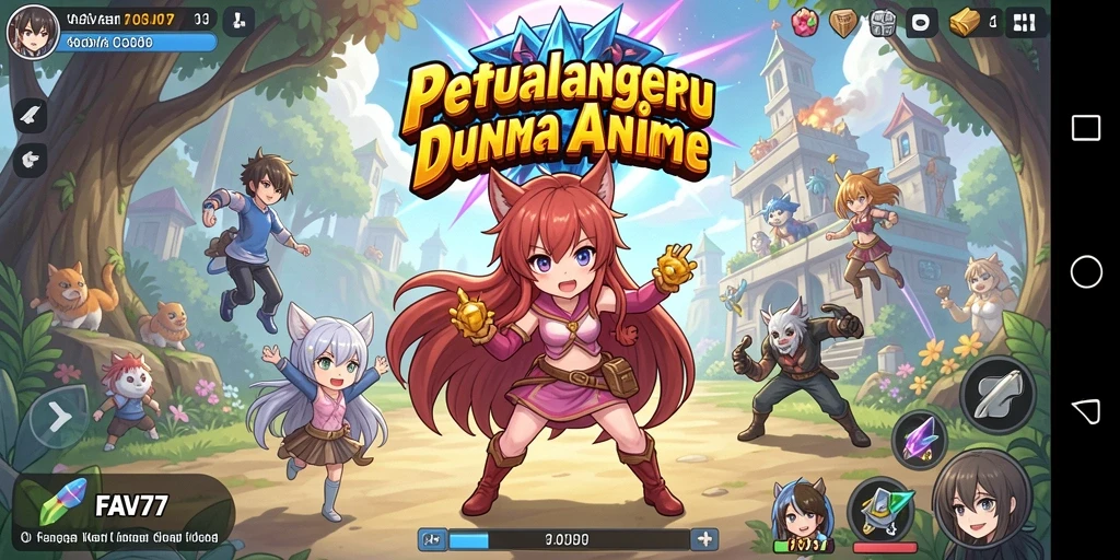 Tampilan gameplay <strong>FAV77</strong> yang penuh aksi dan karakter anime.