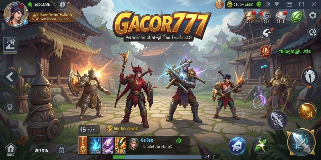 Screenshot utama GACOR777 menampilkan aksi pertempuran yang seru dalam gameplay SLG.