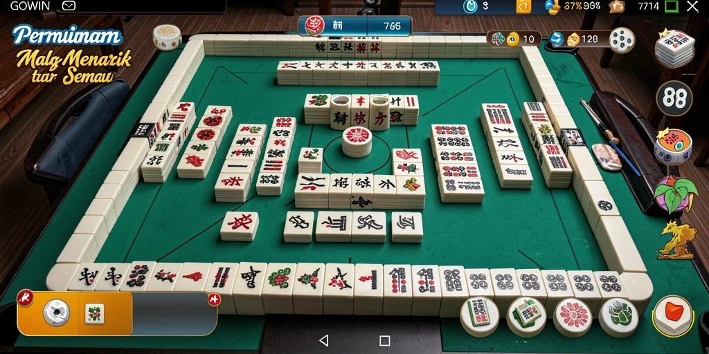 Screenshot GOWIN menampilkan gameplay Mahjong yang menawan dan interaktif.