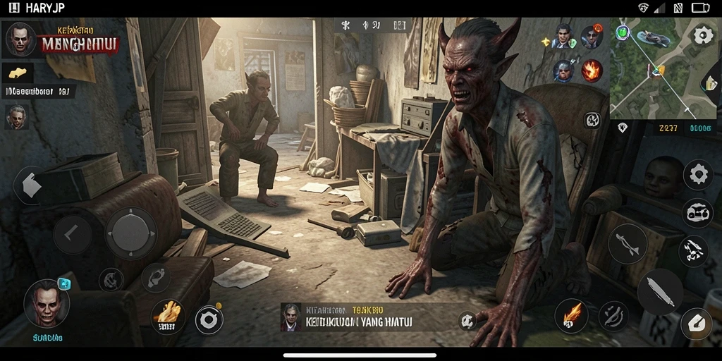 Tampilan gameplay menakutkan dengan atmosfer Horror yang kental.