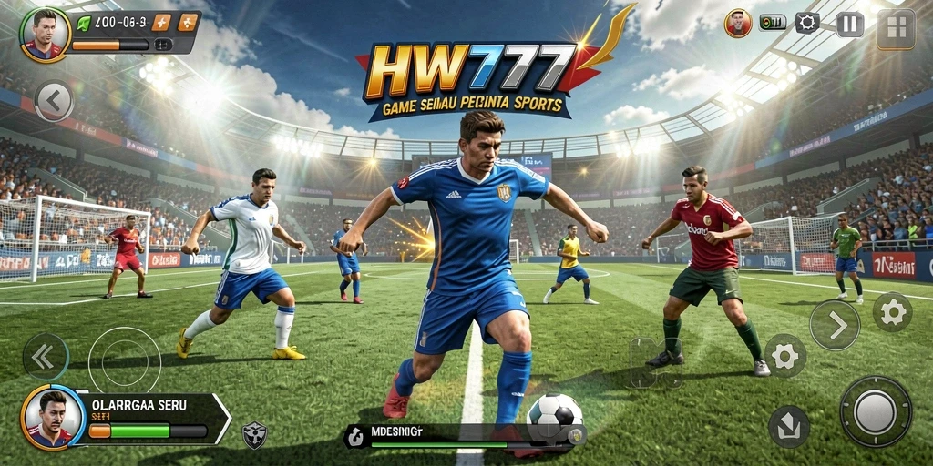 Tampilan gameplay seru di HW777 dengan aksi olahraga yang mendebarkan.