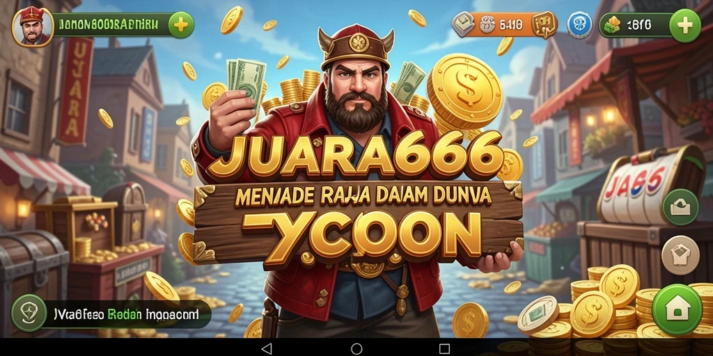 Screenshot utama JUARA666 menampilkan pemain yang sedang mengelola bisnisnya dengan sukses.