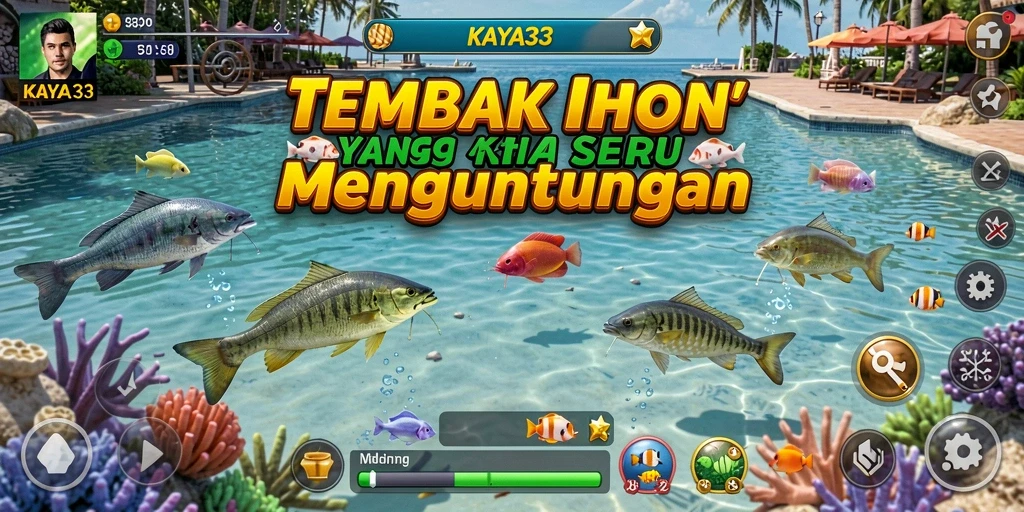 Screenshot gameplay KAYA33 menunjukkan pengalaman menembak ikan yang seru.