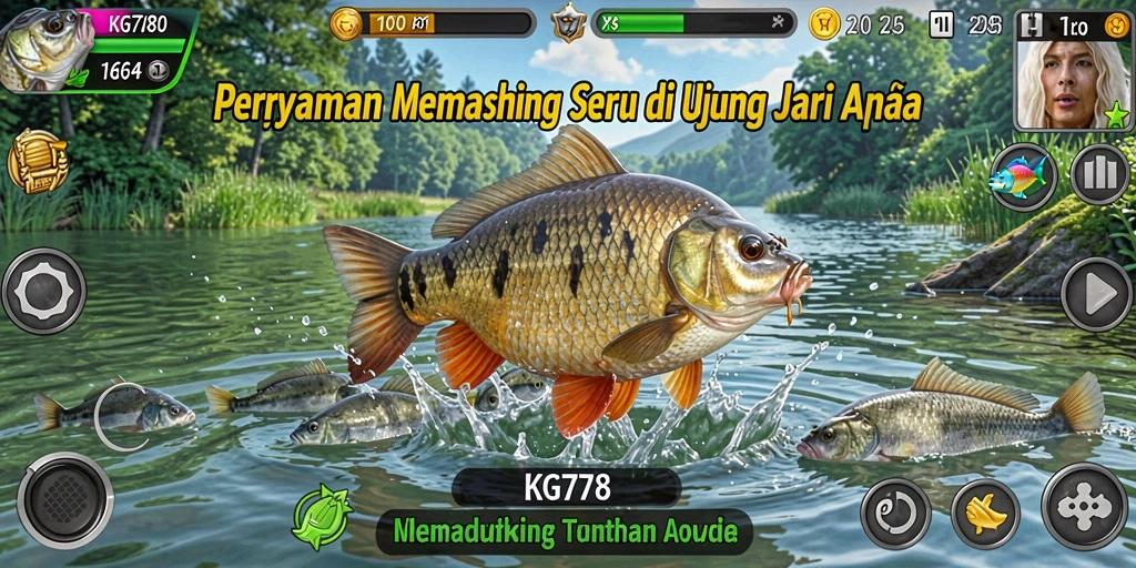 Screenshot gameplay KG778 menampilkan aktivitas memancing yang seru.