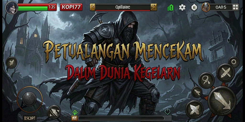 Tampilan menegangkan dari gameplay KOPI77 yang penuh kegelapan.