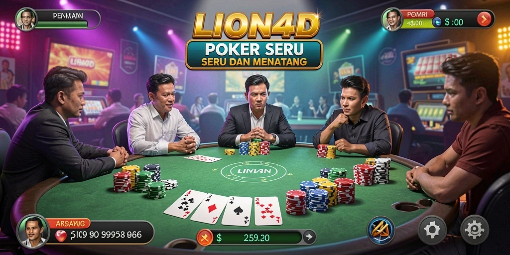 Tampilan gameplay Poker yang menarik di LION4D.