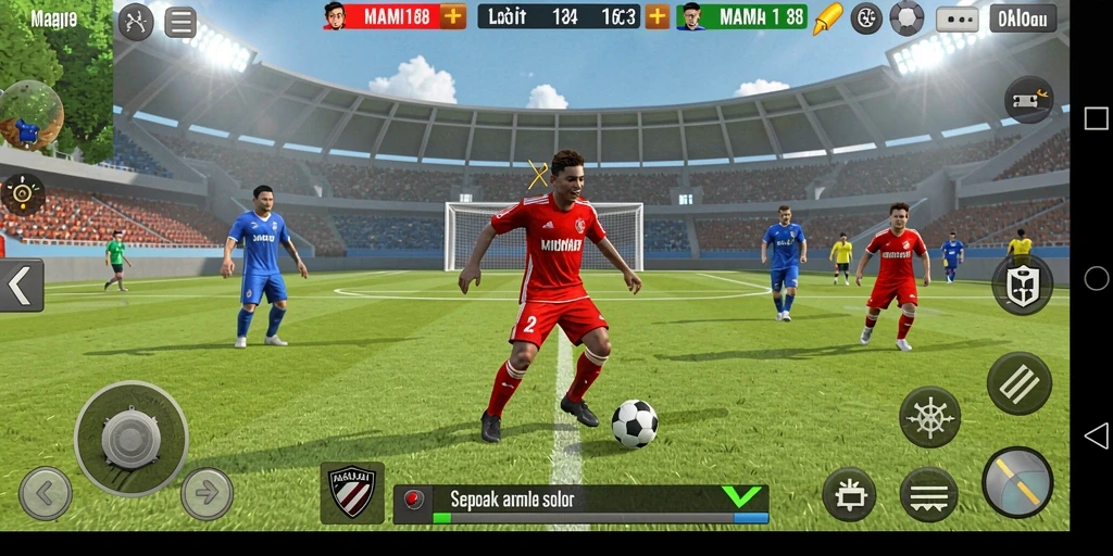 Tampilan gameplay seru dalam MAMI188 dengan aksi sepak bola yang mendebarkan.