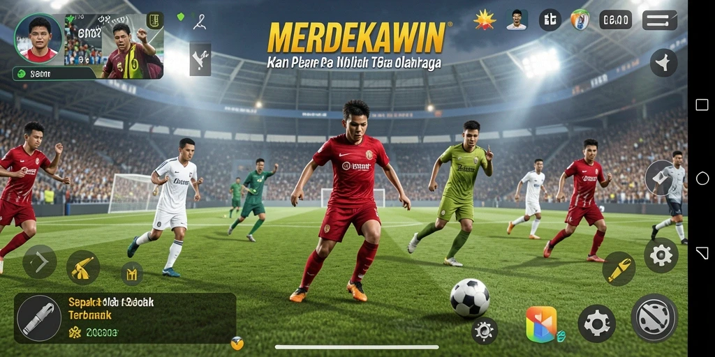 Gameplay seru dalam MERDEKAWIN dengan aksi sepak bola yang menegangkan.