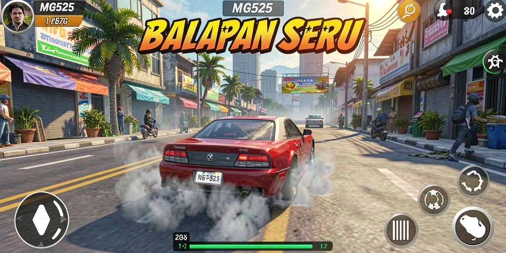 Gameplay MG525 dengan adrenalin tinggi di trek balap.