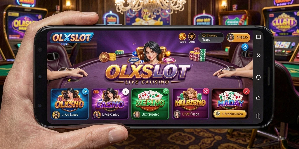 Screenshot utama OLXSLOT menampilkan suasana permainan Live Casino yang menarik.