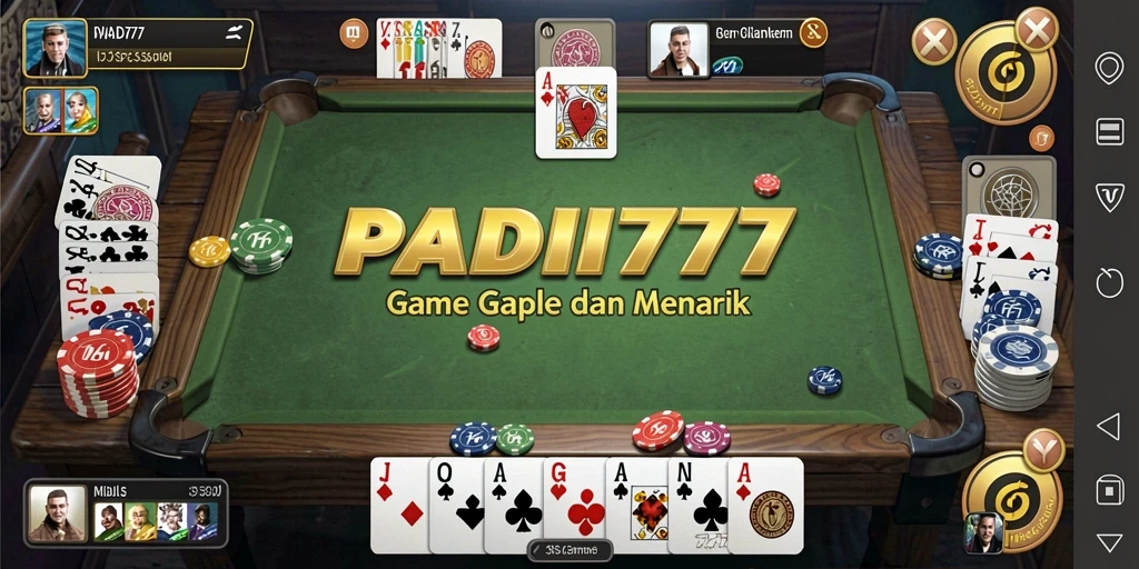Tampilan gameplay seru PADI777 dalam permainan Gaple.