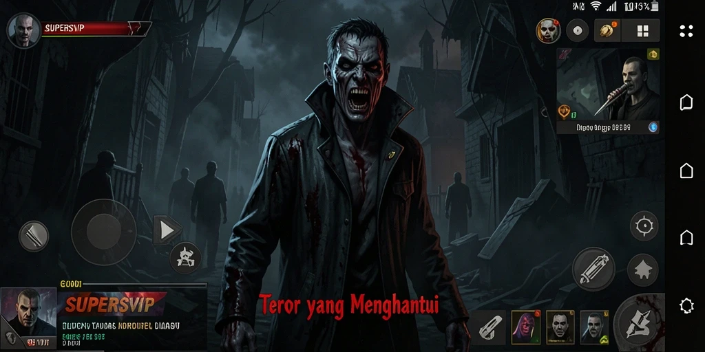 Tampilan gameplay horor menegangkan di SUPERSVIP dengan suasana mencekam.